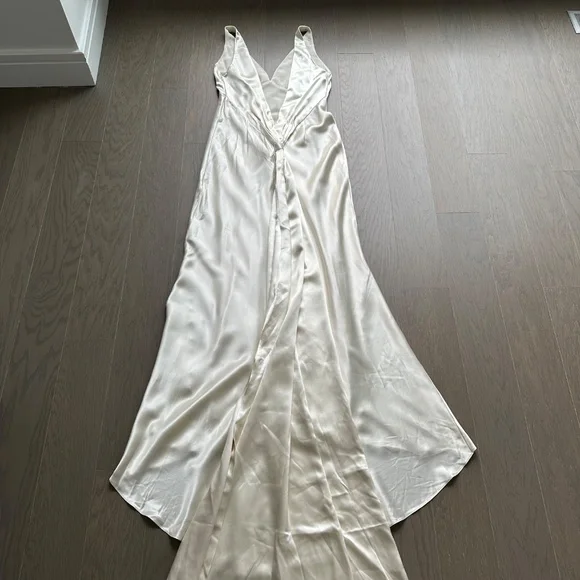 Reformation Margot Wedding Dress Gown Silk Satin Ivory Mermaid Train With Tags 6 - Picture 3 of 13